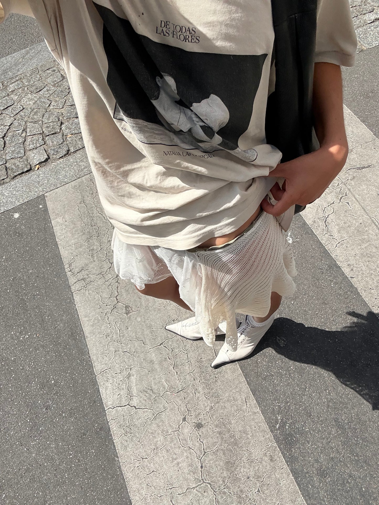 White Knit Asymmetric Skirt