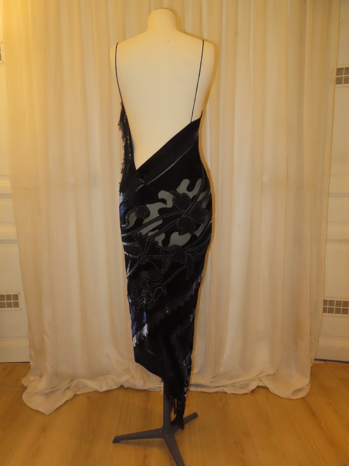 Blue and Black Velvet Dress