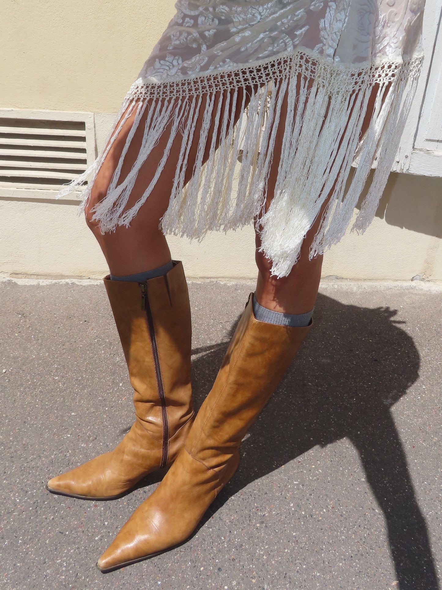 Silk Velvet Fringe Skirt