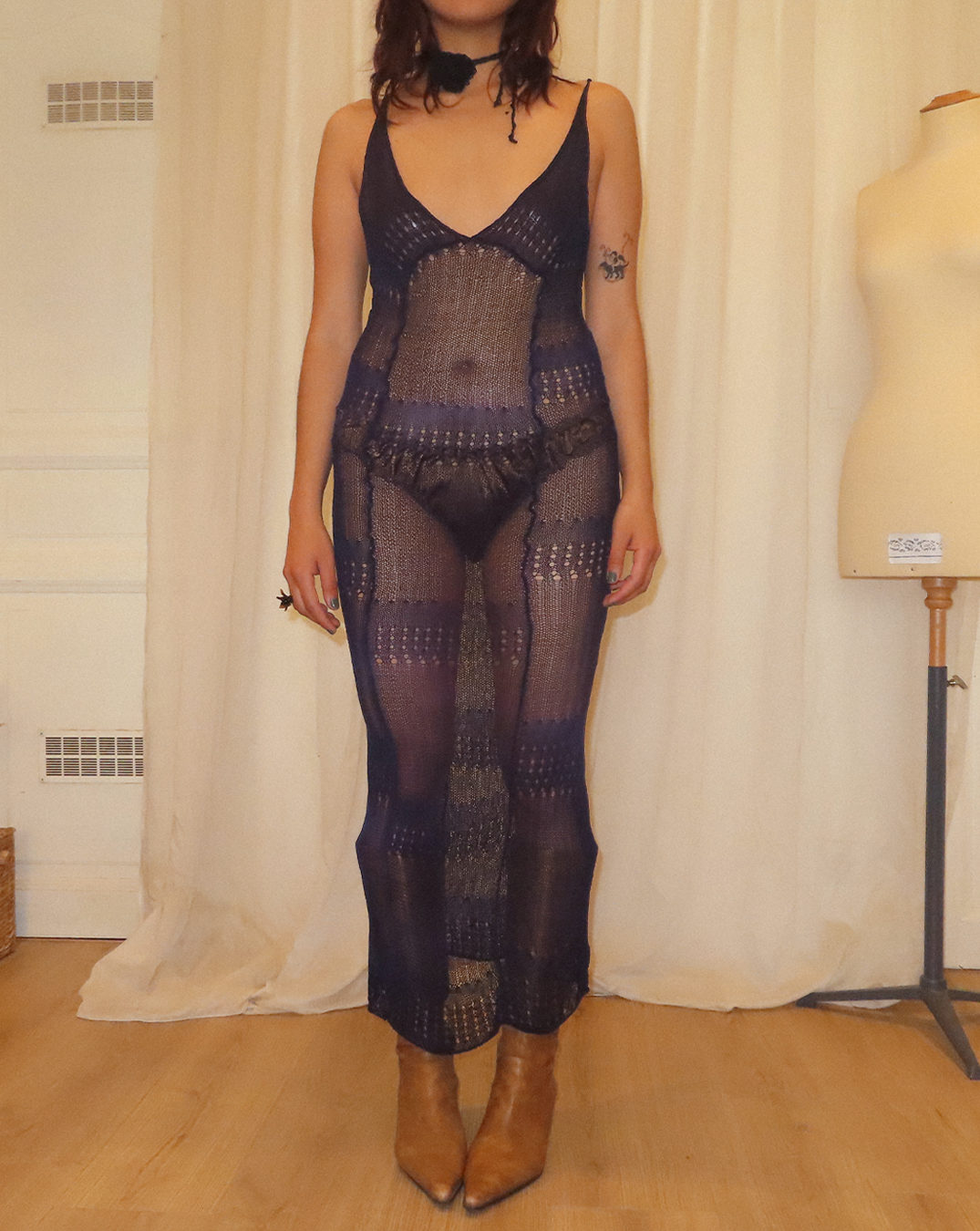 Silk Navy Knitted Dress