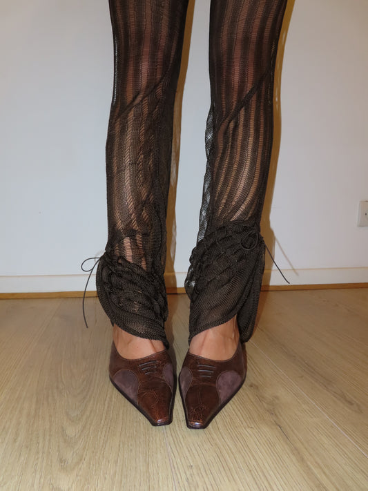 Brown Striped Knit Trousers