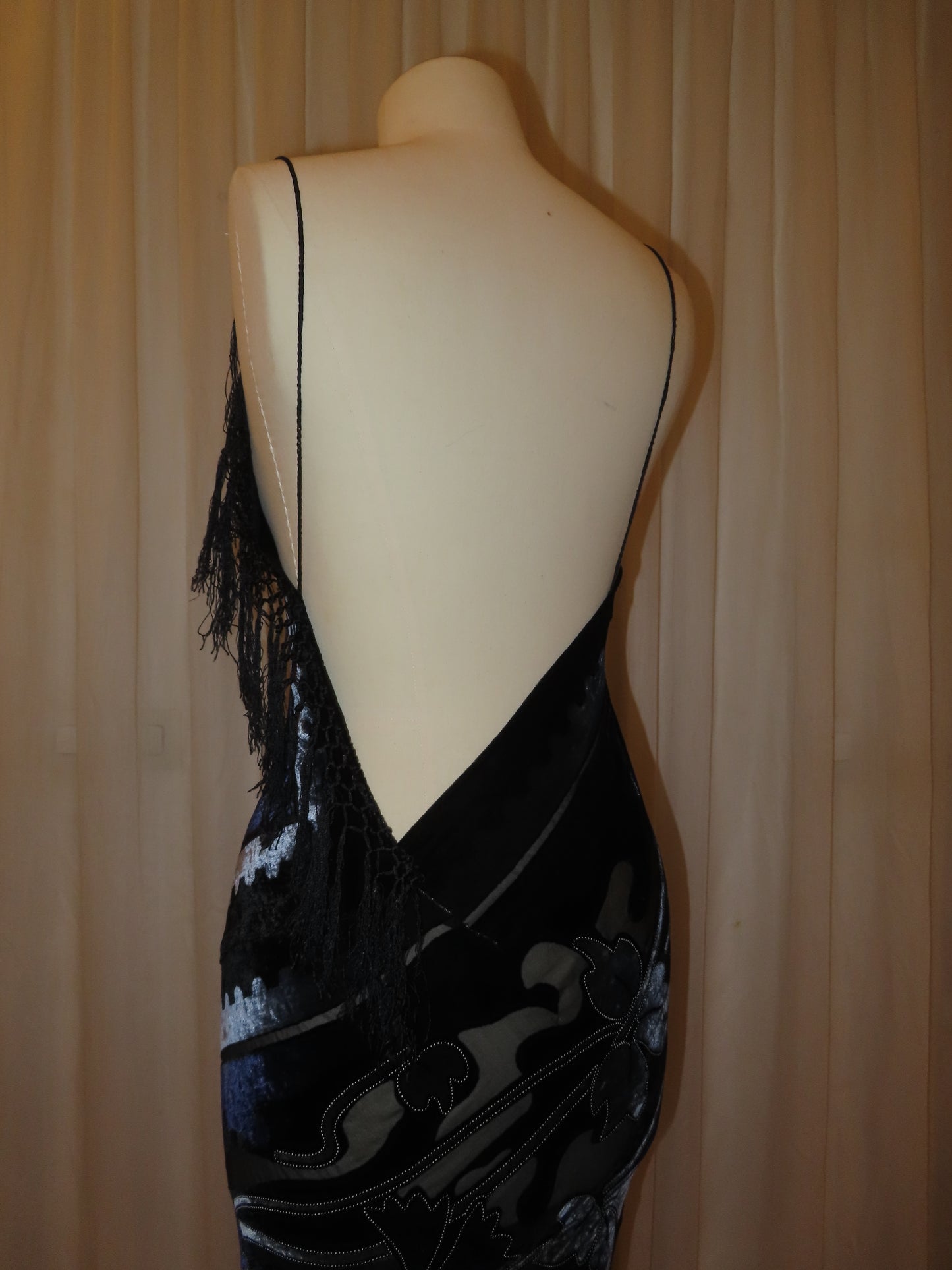 Blue and Black Velvet Dress