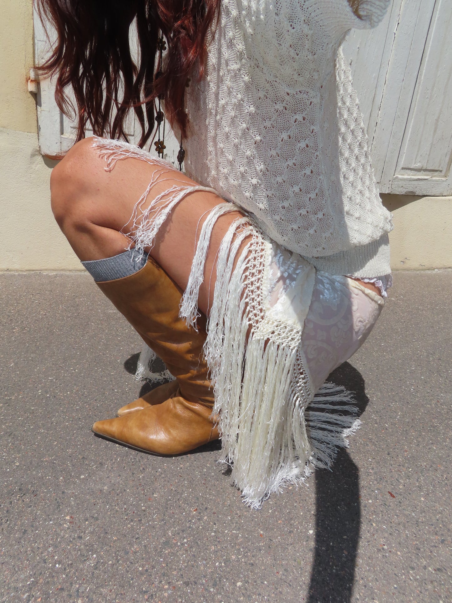 Silk Velvet Fringe Skirt