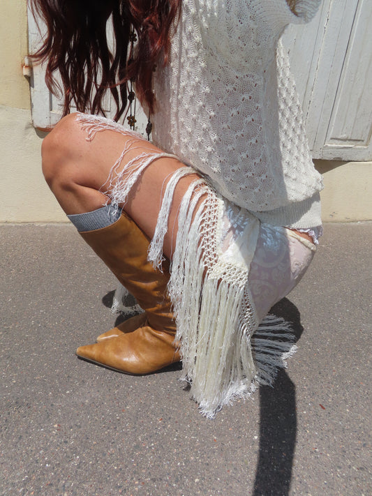 Silk Velvet Fringe Skirt