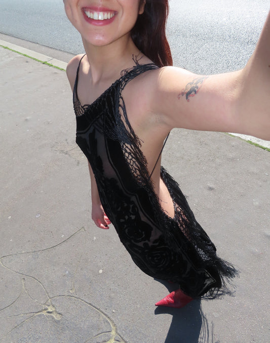 Fringe Velvet Dress