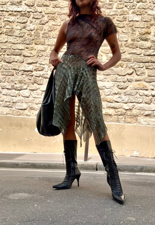 Knit and Lace Asymmetrical Dress