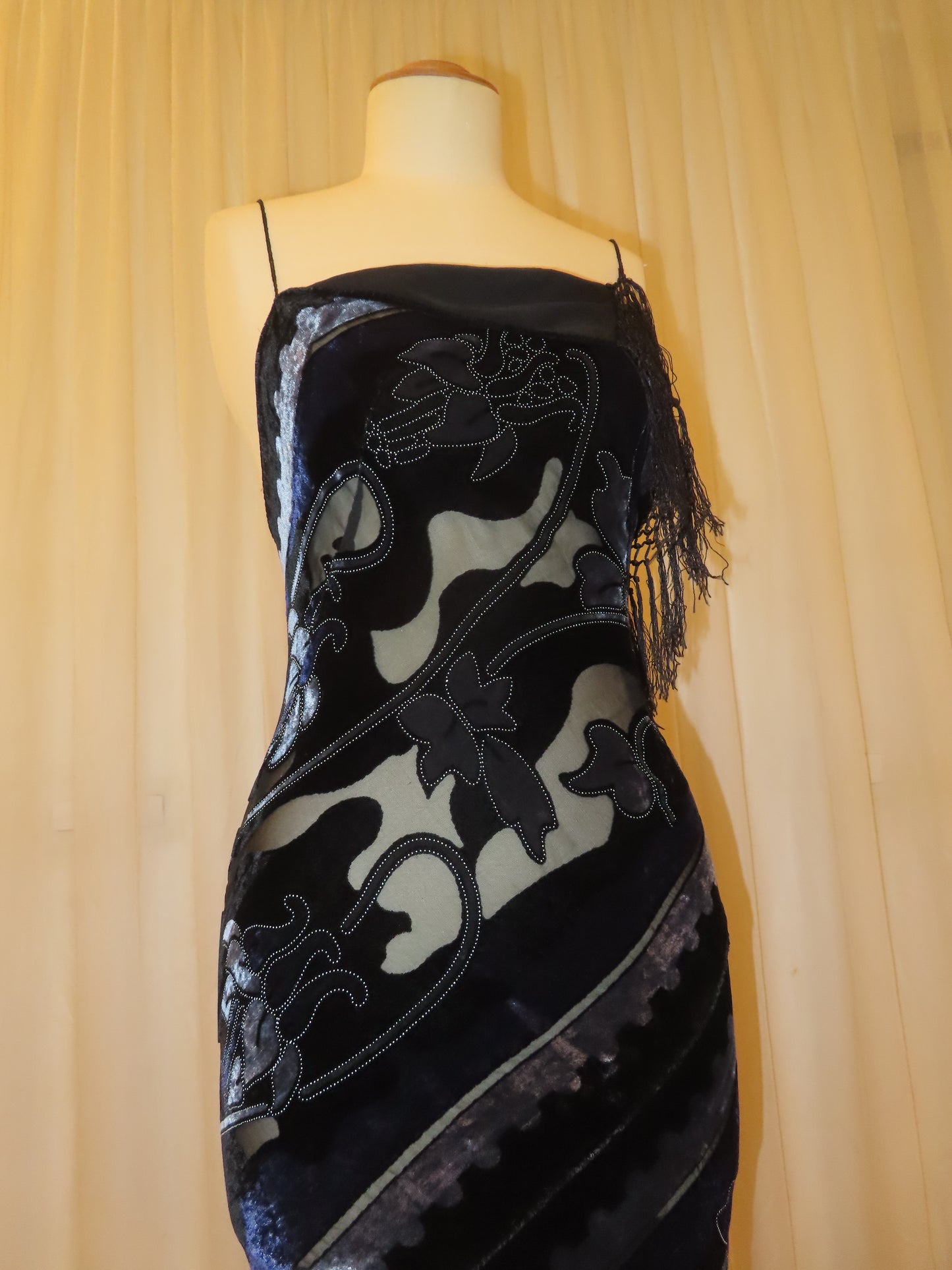 Blue and Black Velvet Dress