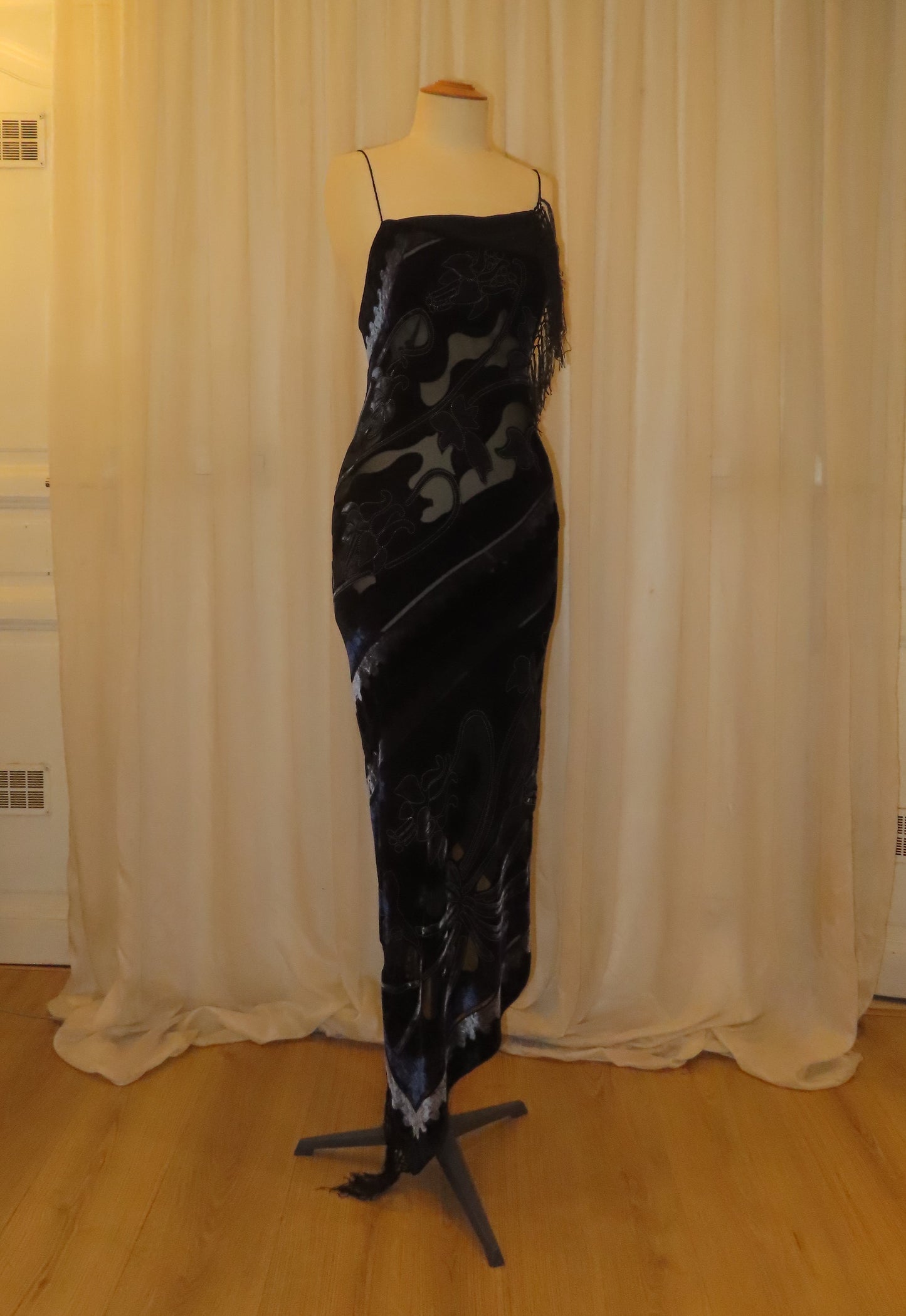 Blue and Black Velvet Dress