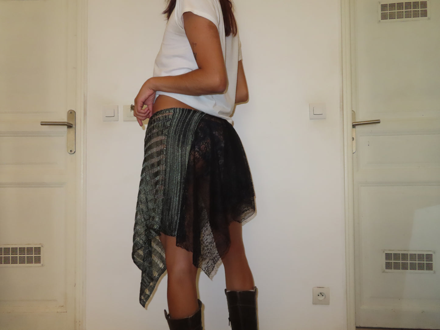 Asymmetrical Green Knit Skirt