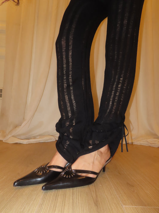 Black Striped Knit Trousers