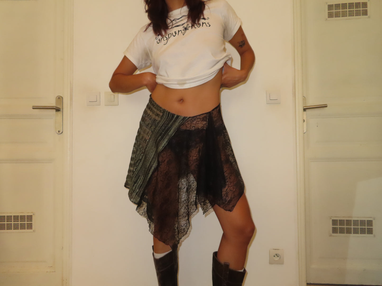 Asymmetrical Green Knit Skirt