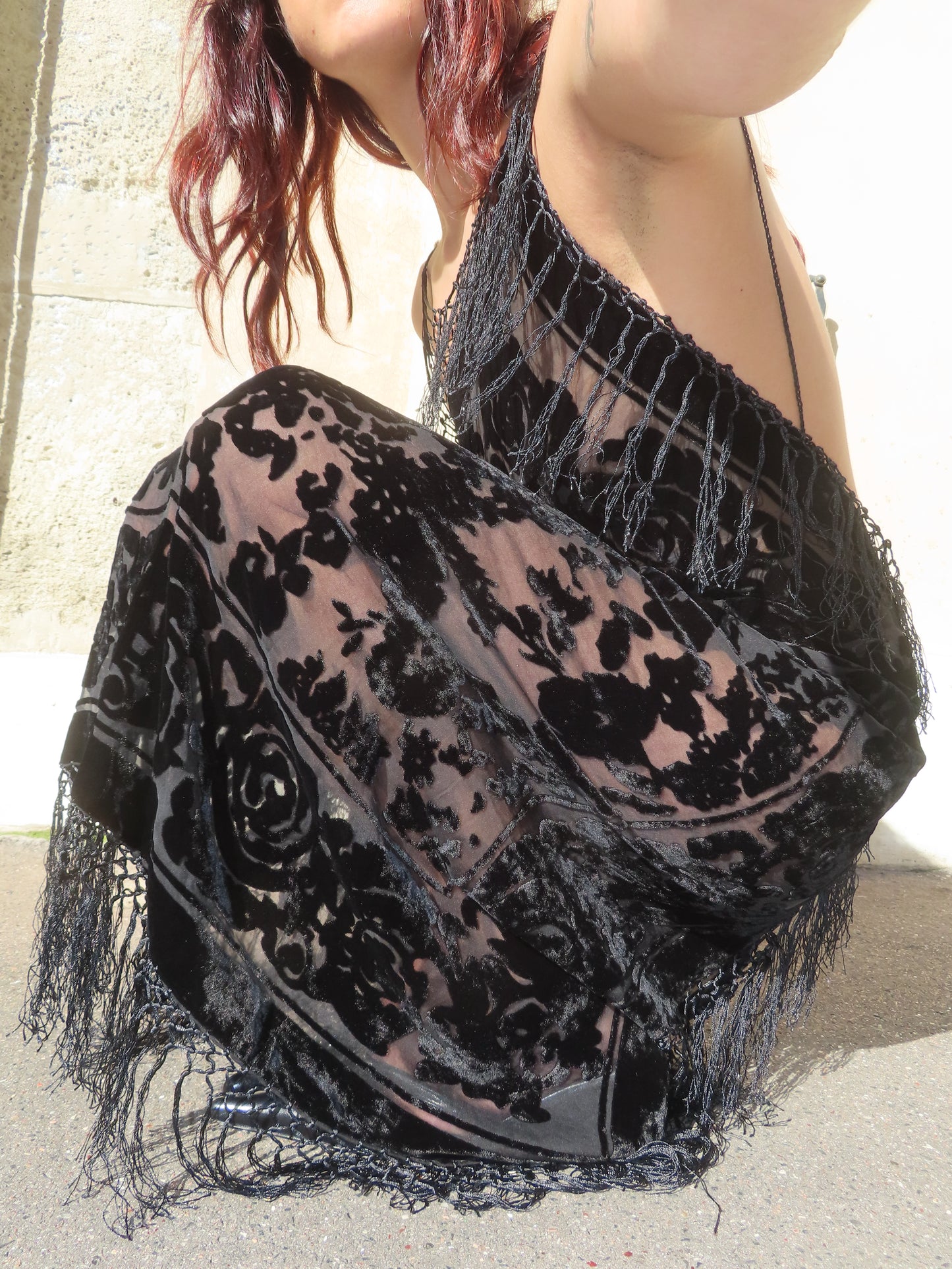 Fringe Velvet Dress