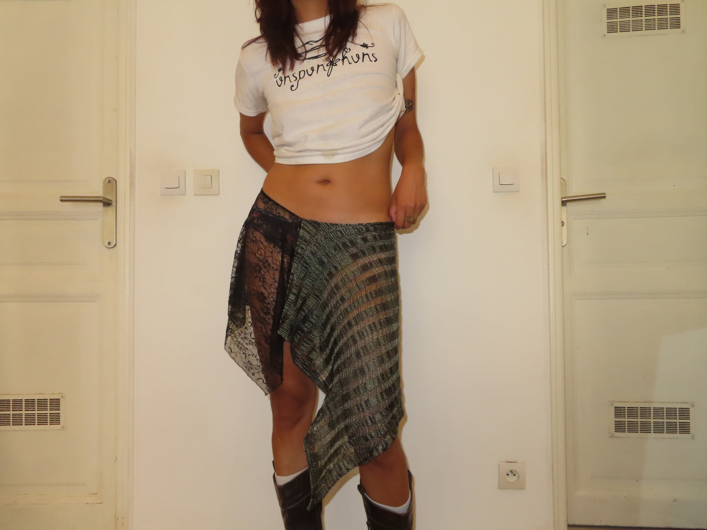 Asymmetrical Green Knit Skirt