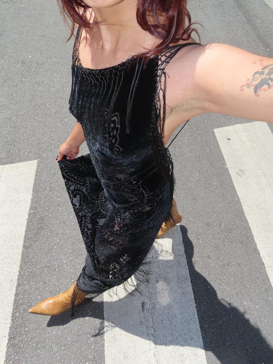 Black Fringes Dress