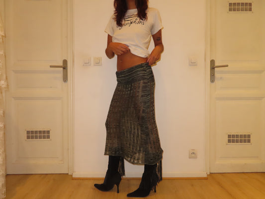 Green Knit Skirt Long