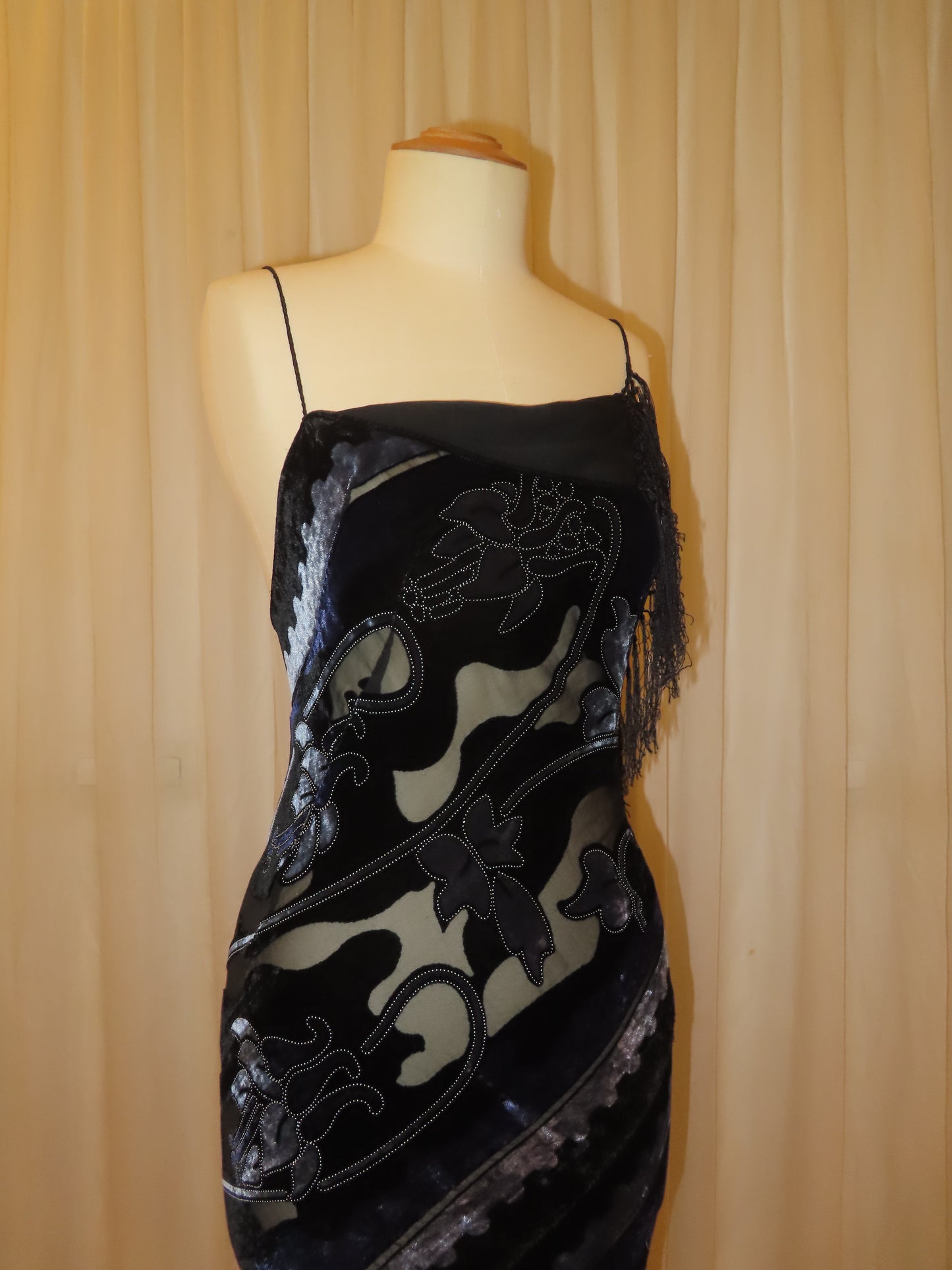 Blue and Black Velvet Dress