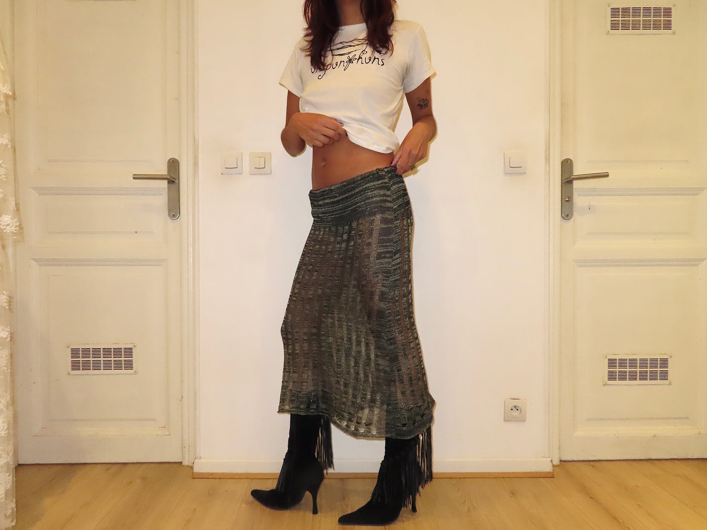 Green Knit Skirt Long