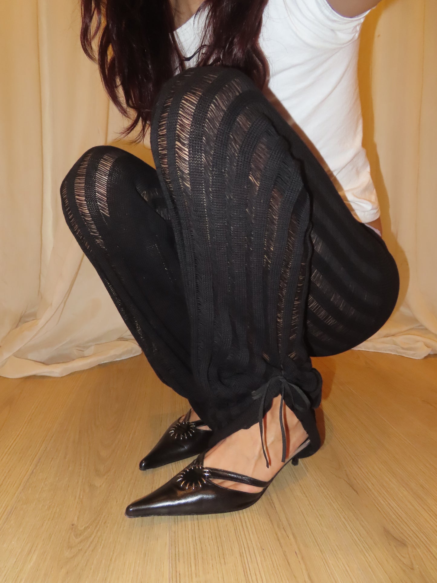 Black Striped Knit Trousers