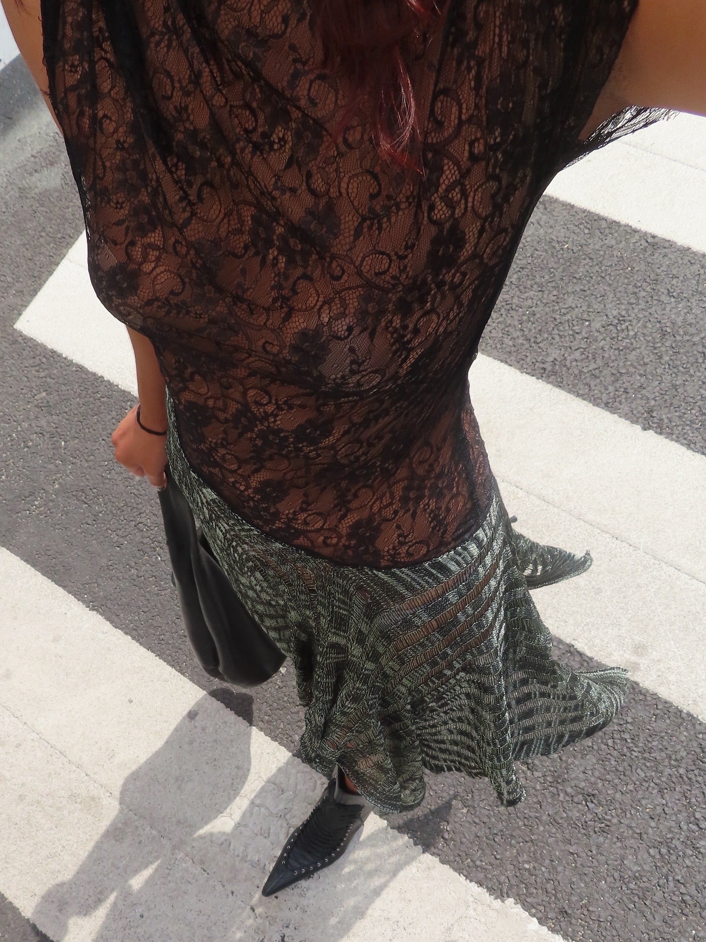 Knit and Lace Asymmetrical Dress