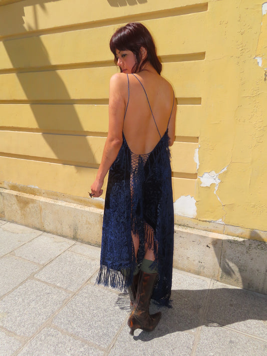 Blue Velvet Dress