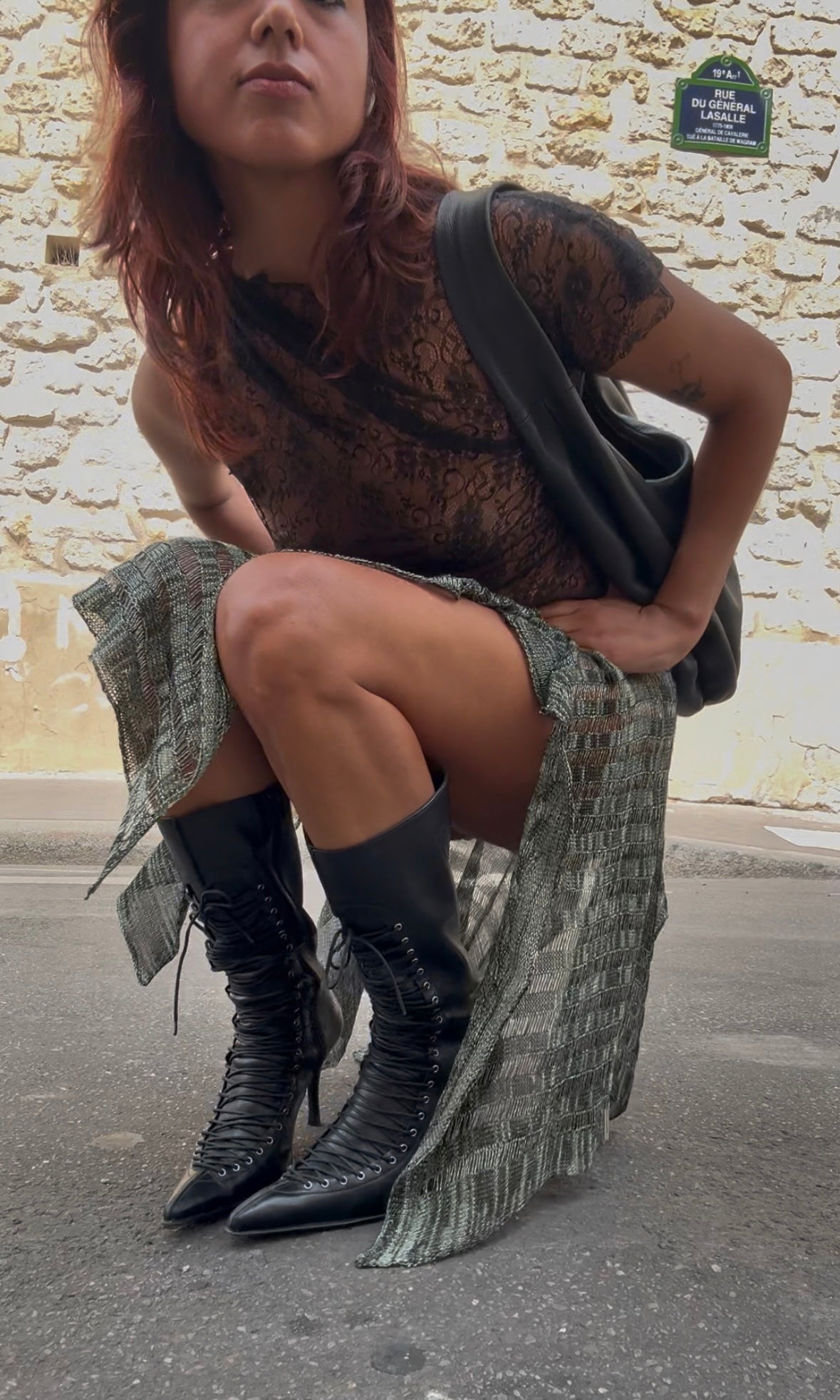 Knit and Lace Asymmetrical Dress