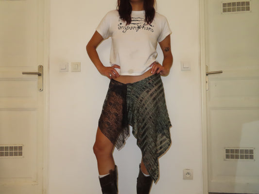 Asymmetrical Green Knit Skirt