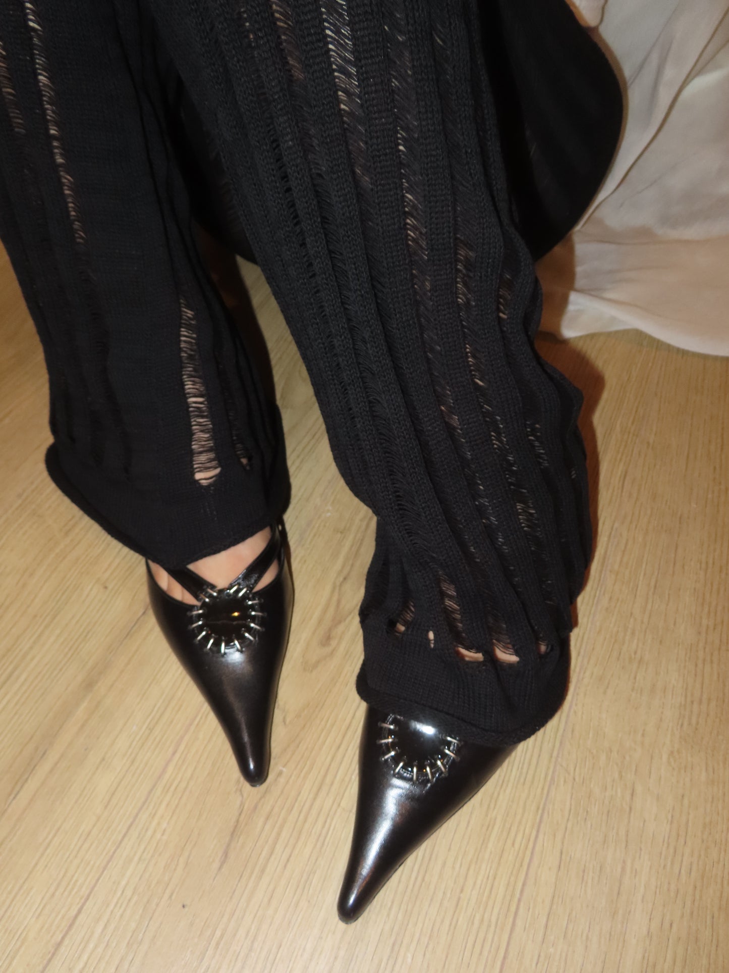 Black Striped Knit Trousers