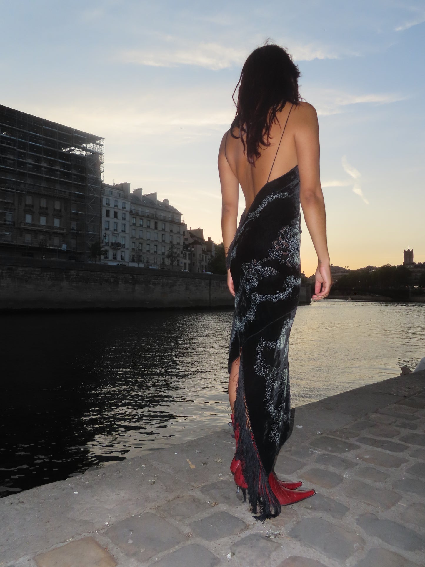 Black Bias Fringe Dress
