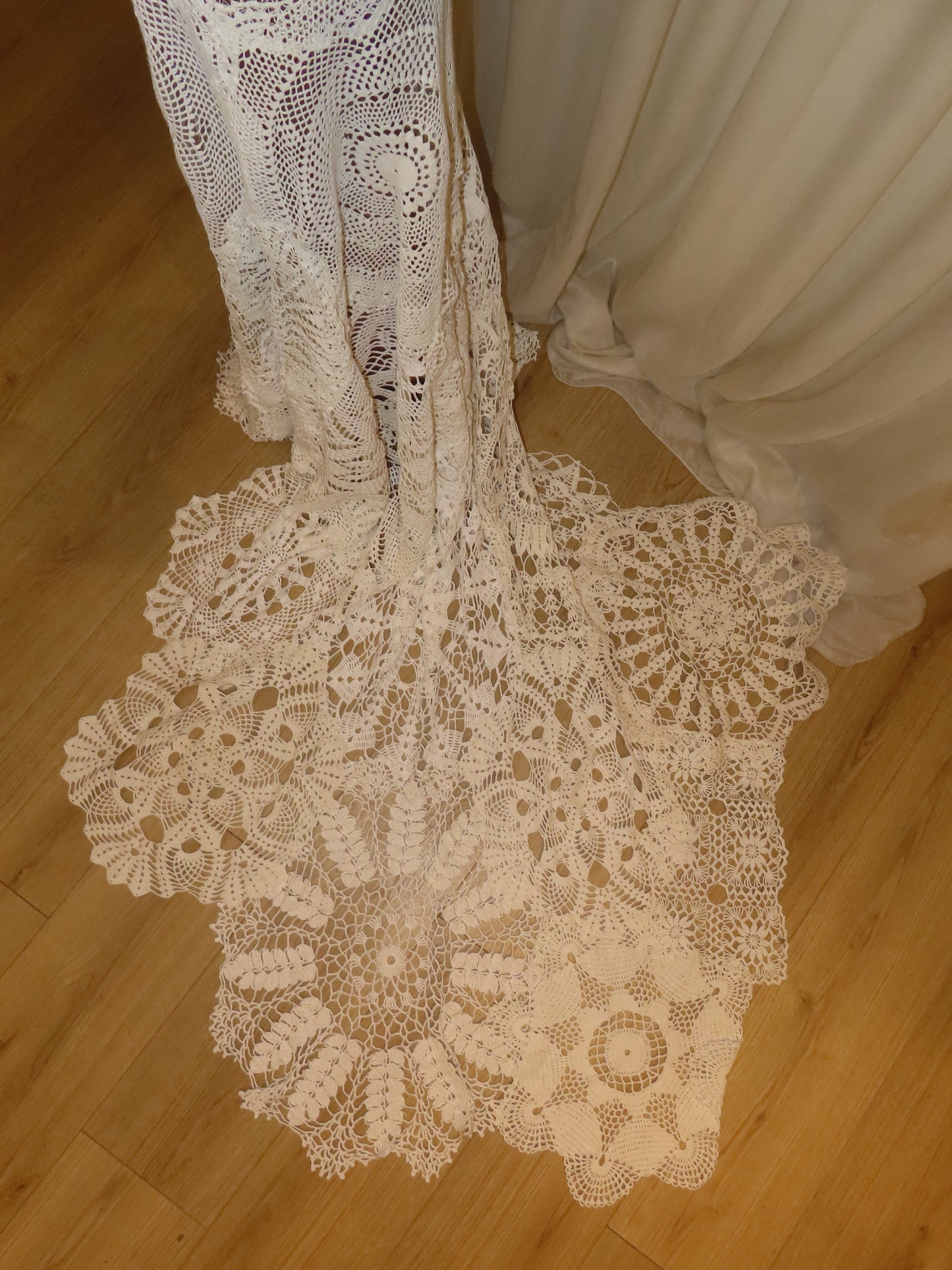 Bridal Lace and Crochet Long Train Dress