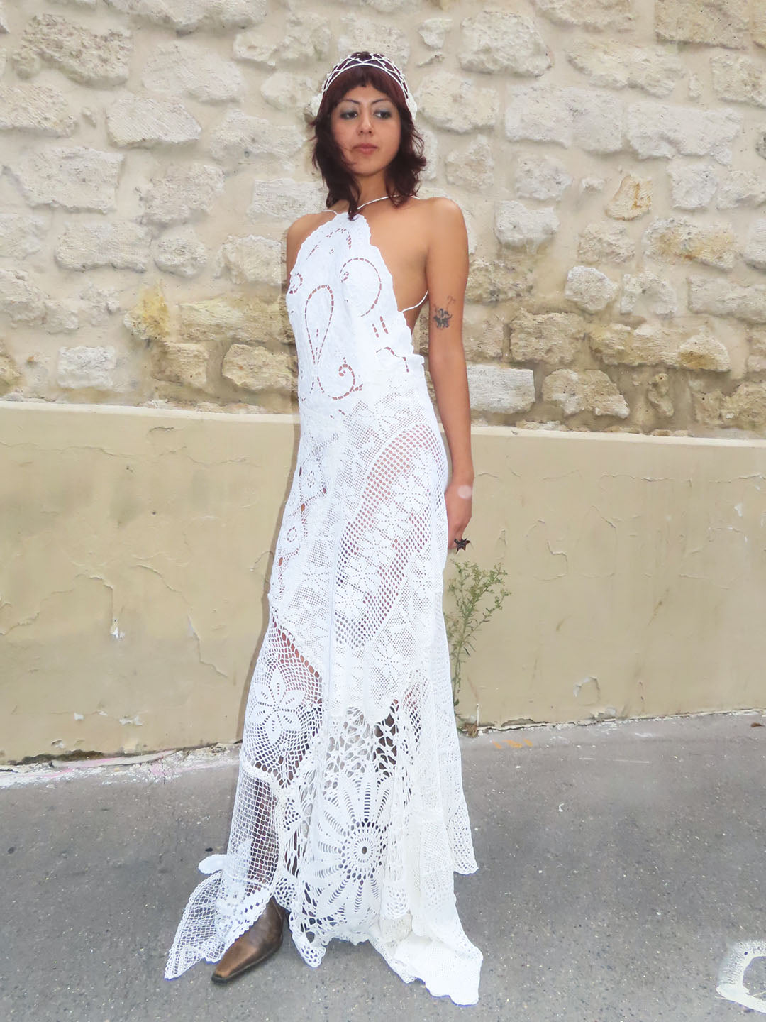 Bridal Halter Crochet Dress
