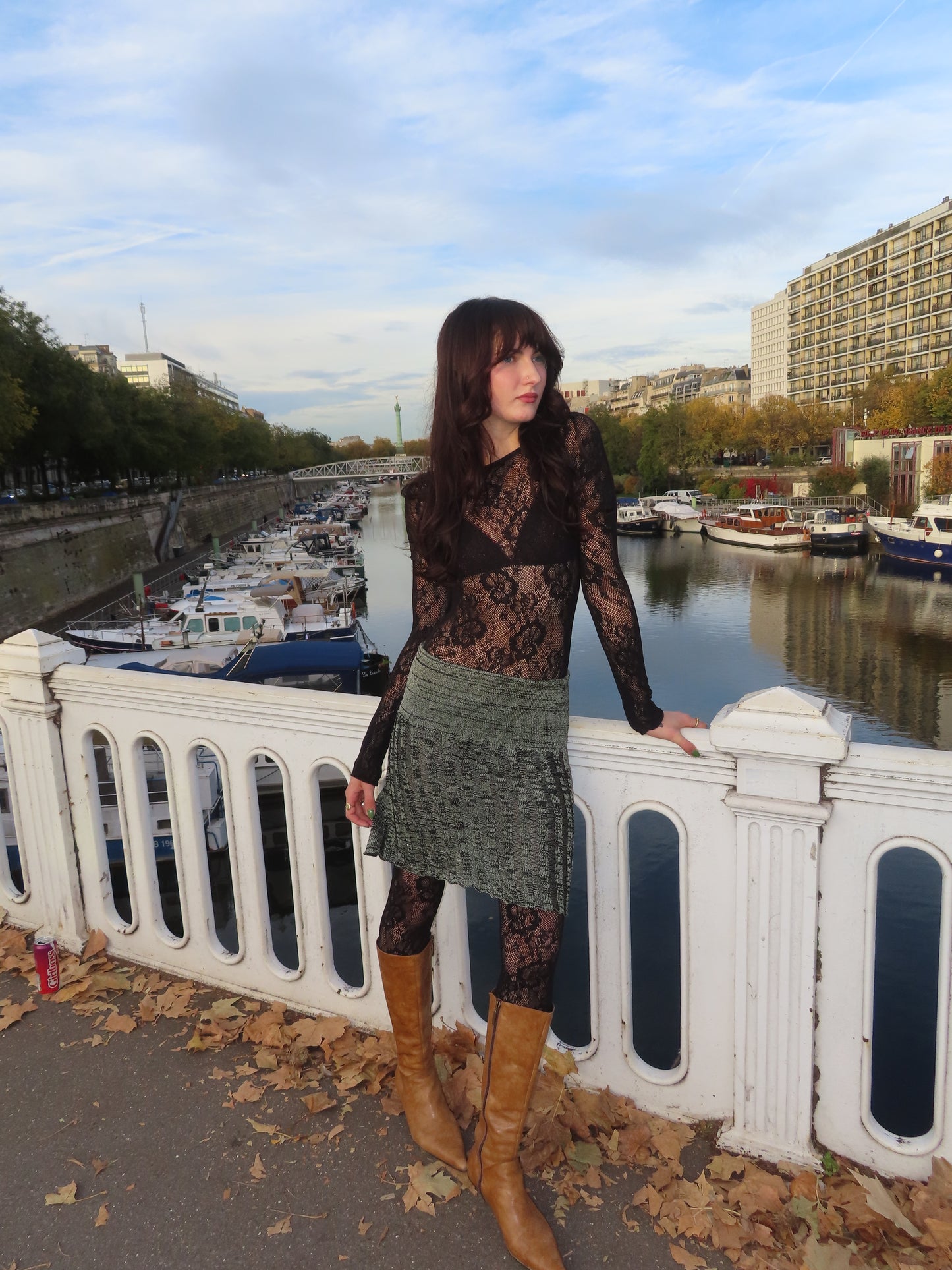 Linen Green Knit Skirt