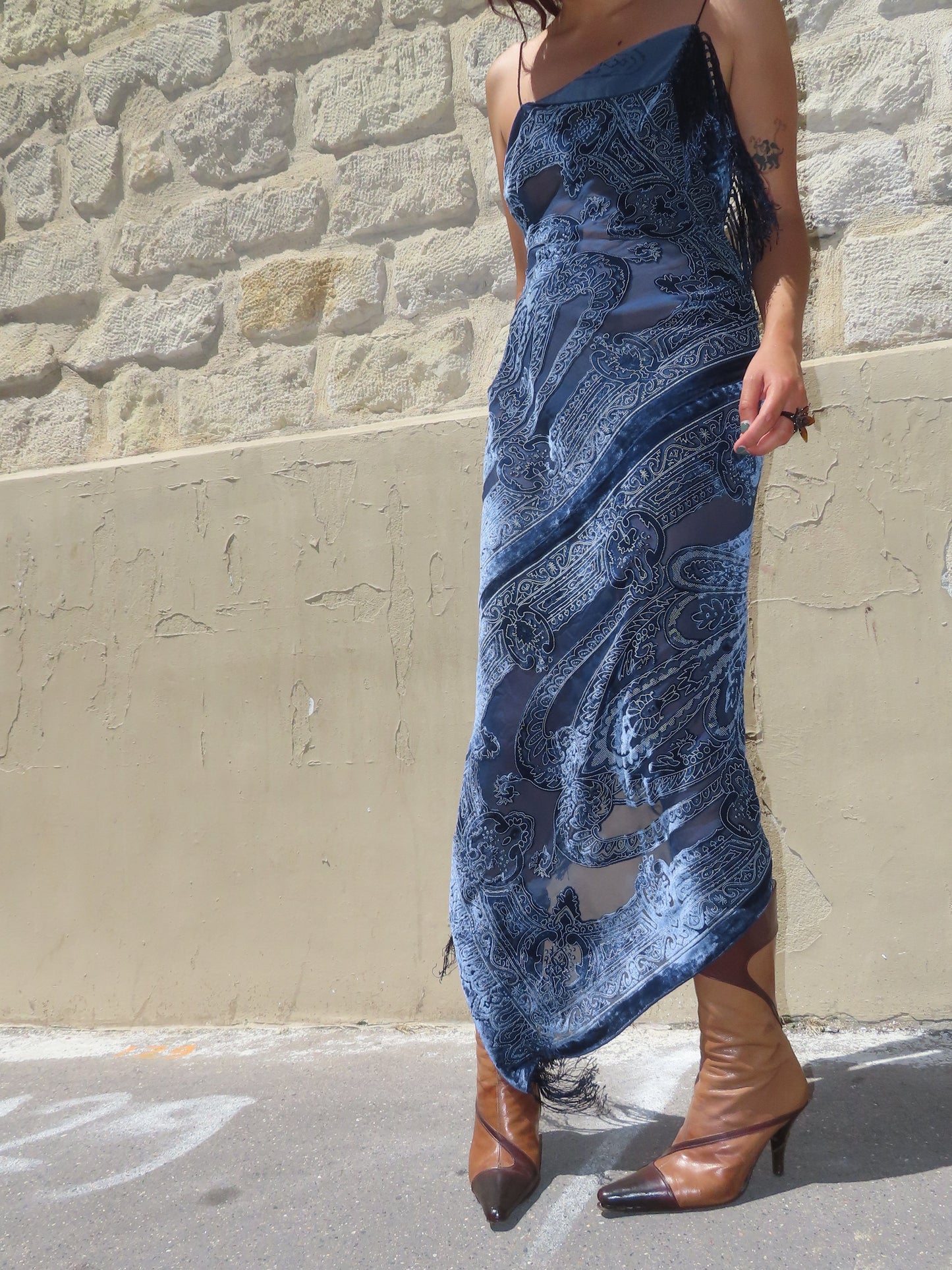 Light Blue Velvet Dress