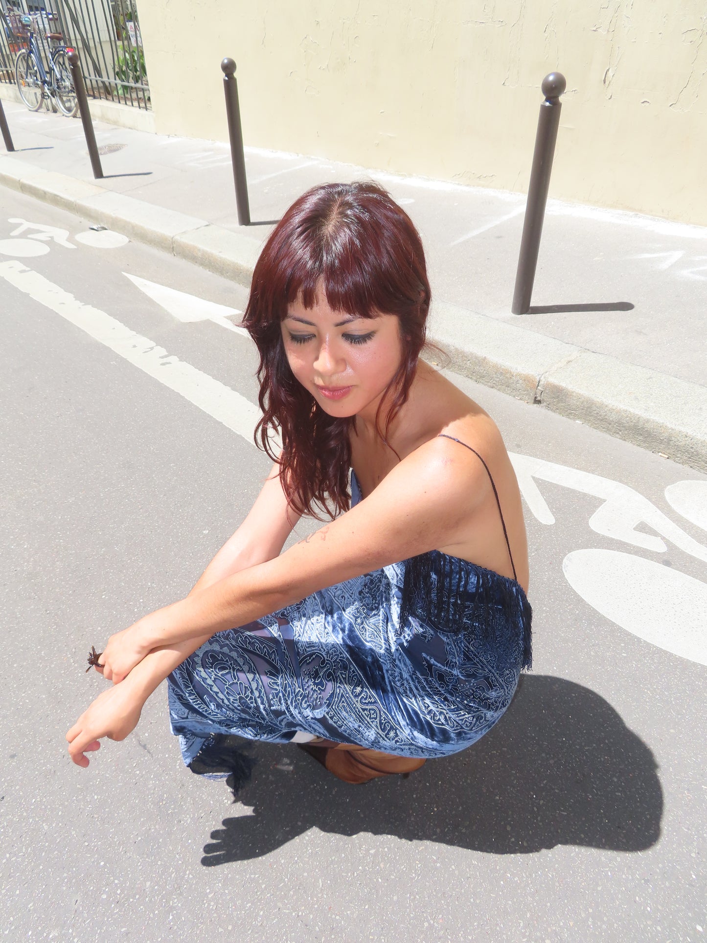 Light Blue Velvet Dress