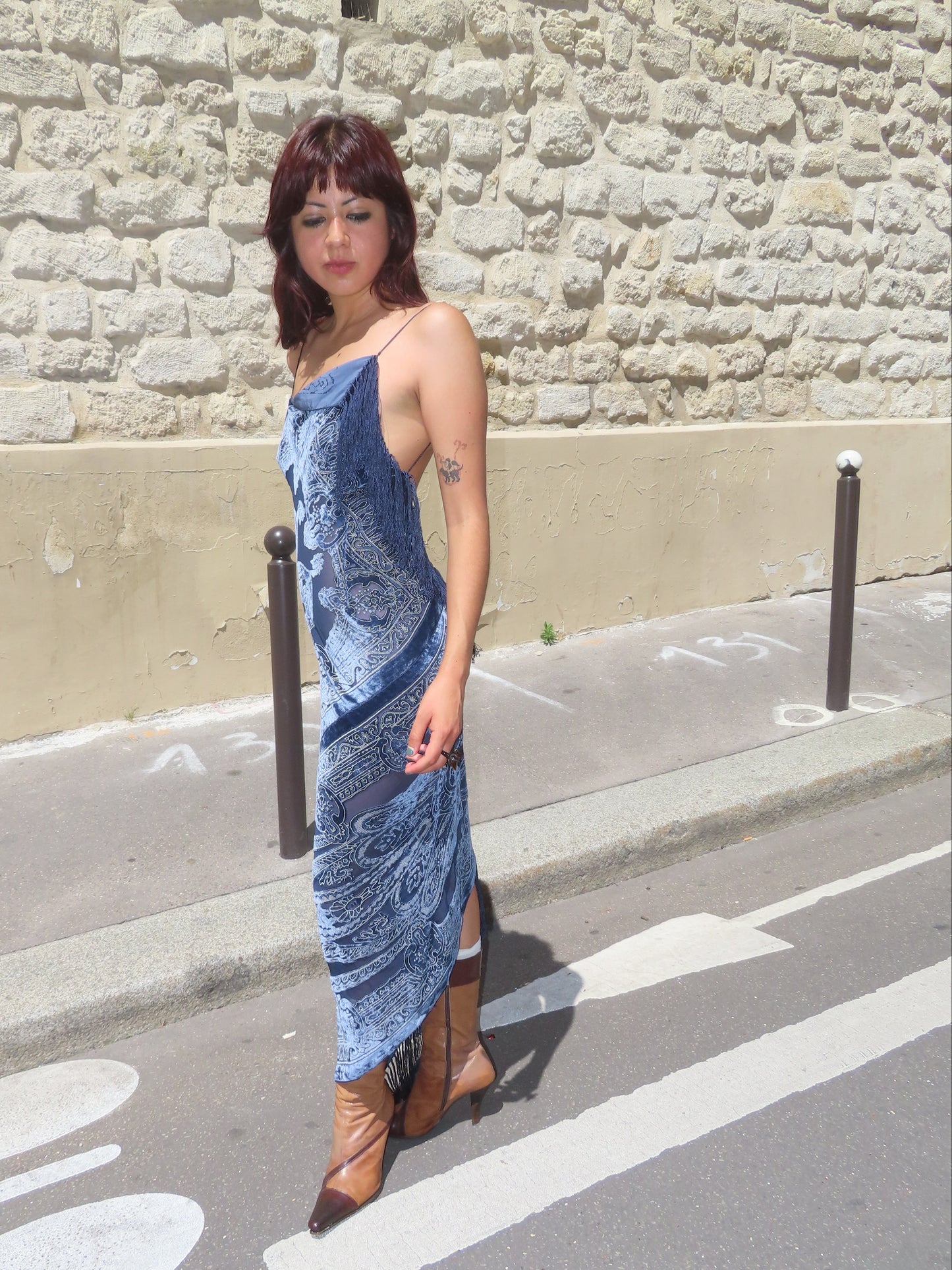 Light Blue Velvet Dress