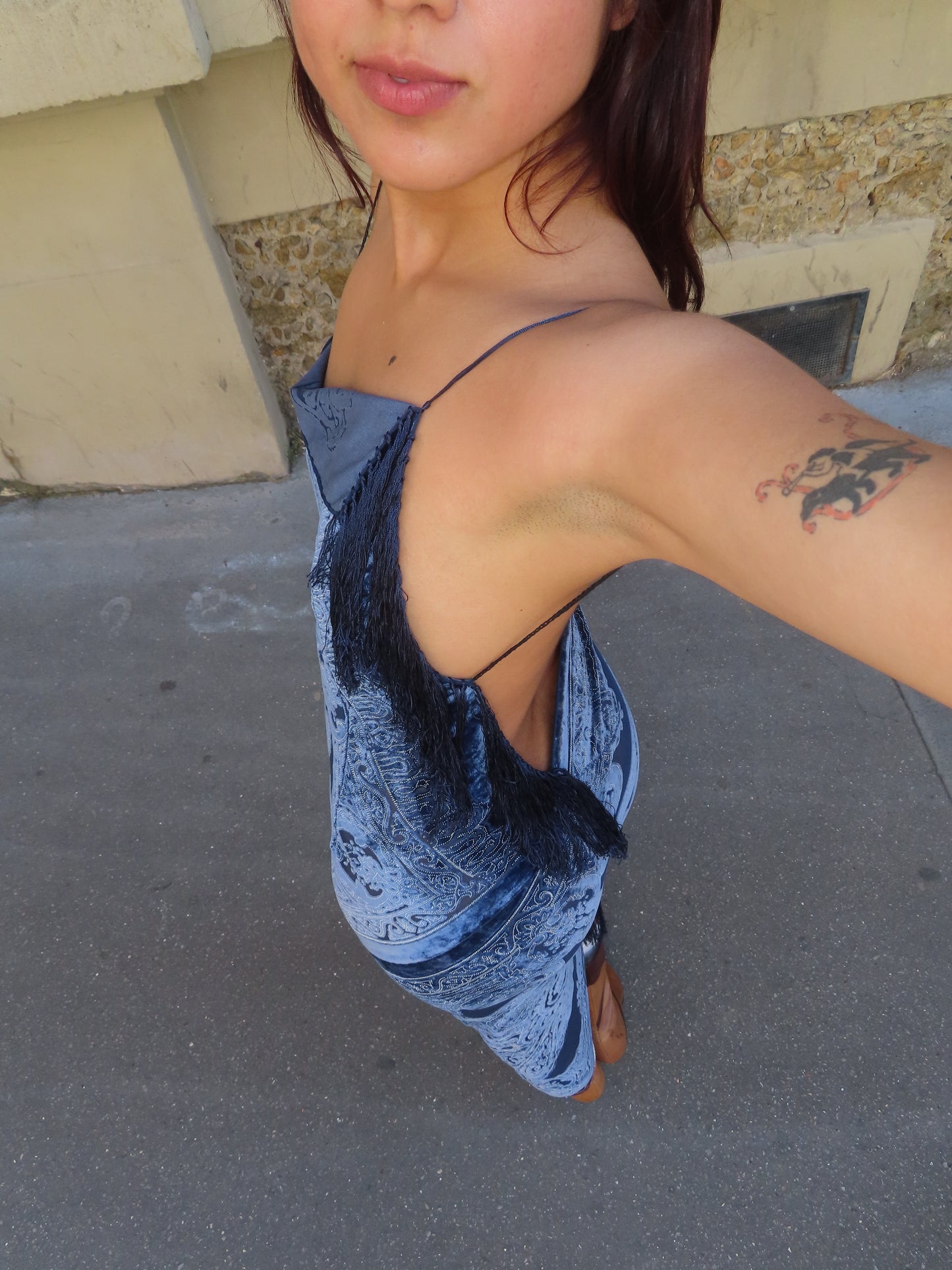 Light Blue Velvet Dress