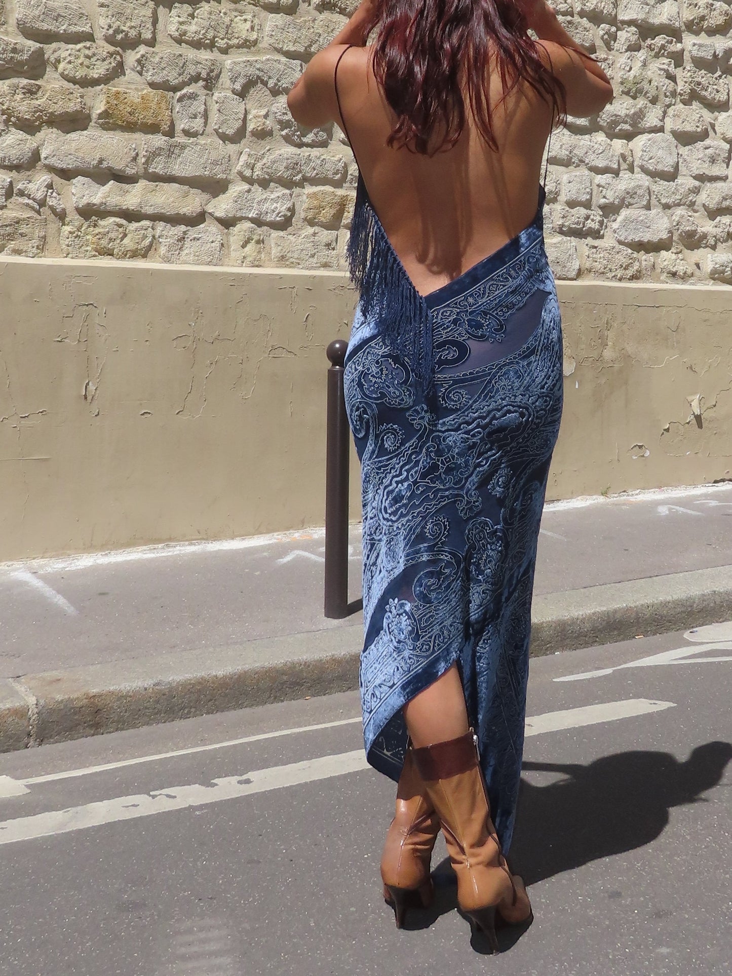 Light Blue Velvet Dress
