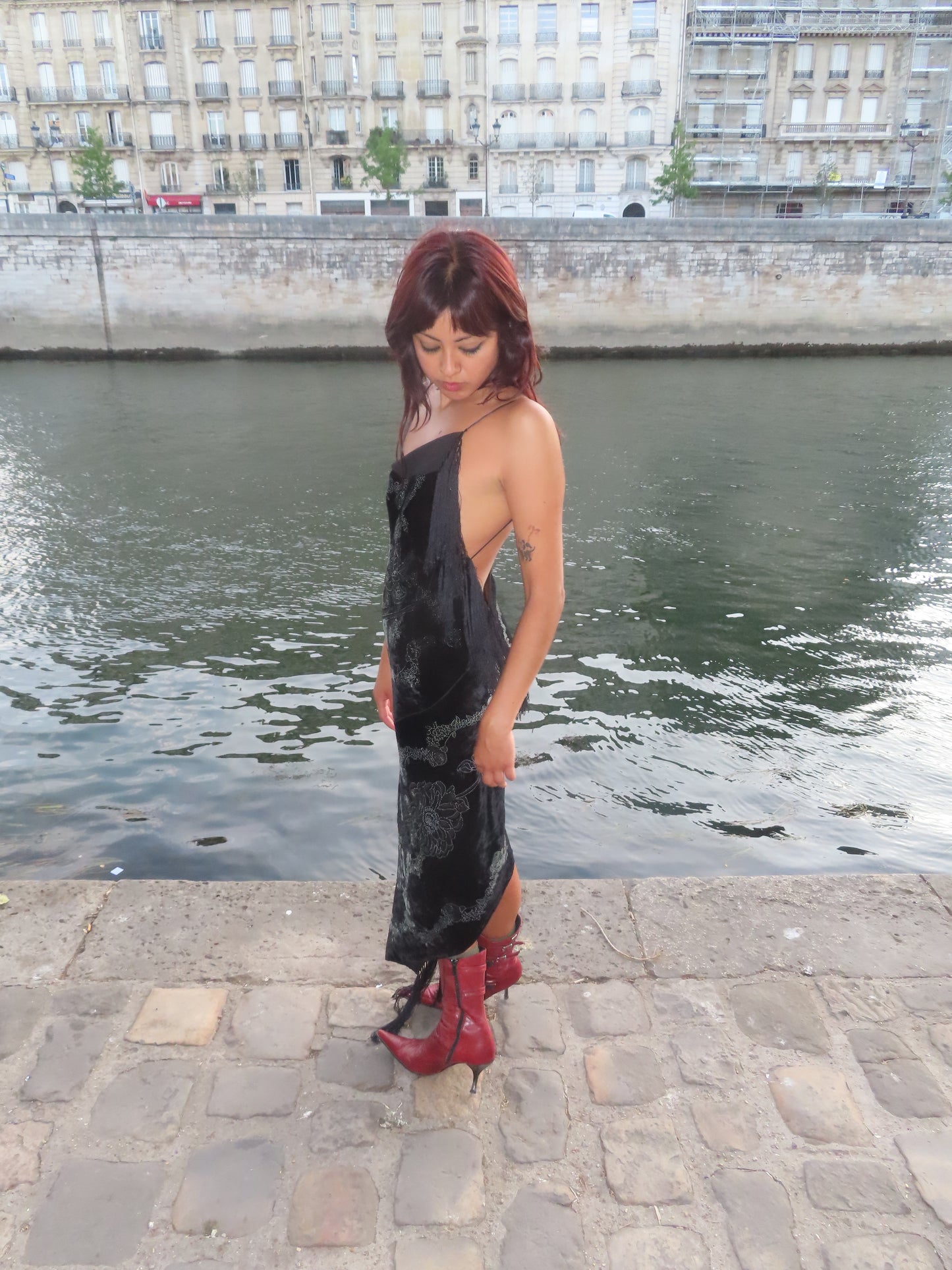 Black Bias Fringe Dress