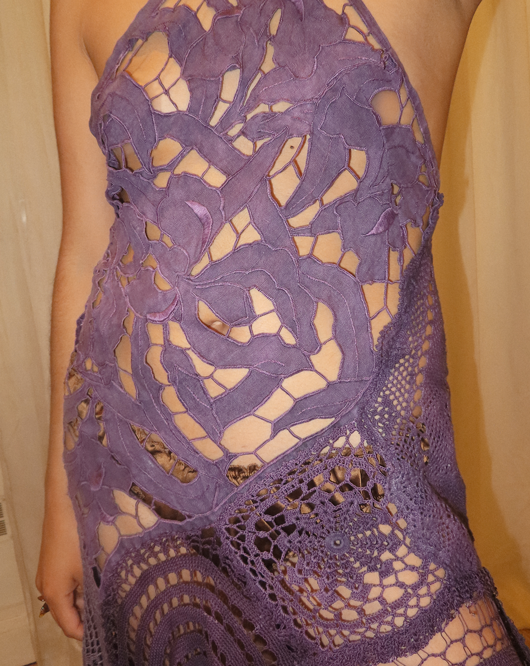 Plum Crochet Doilies Dress