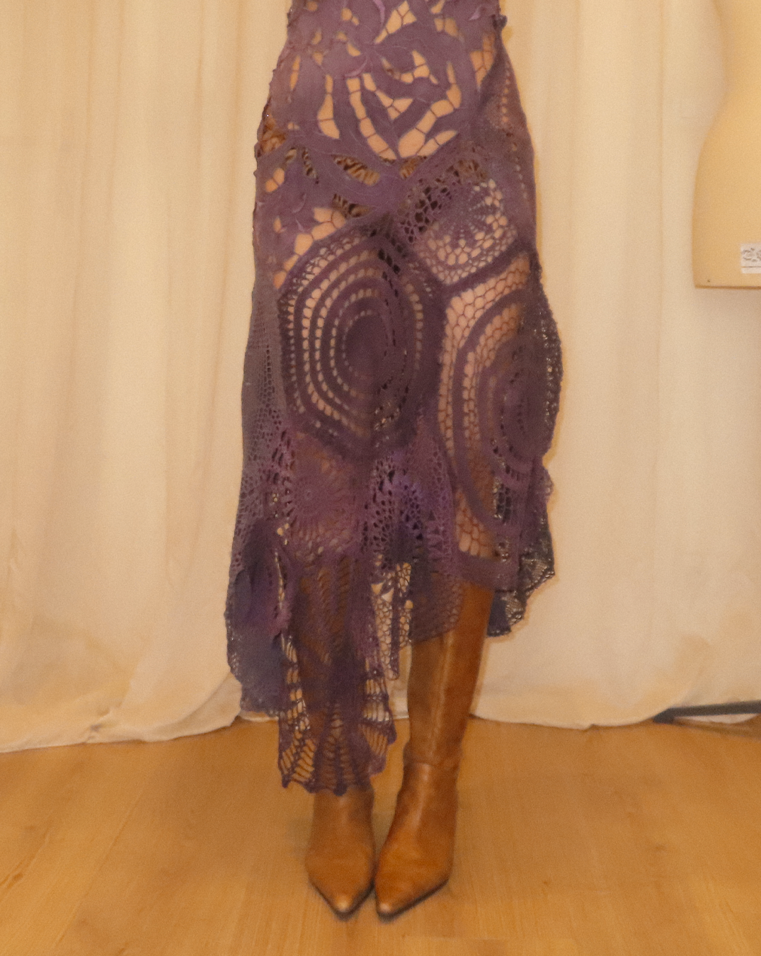 Plum Crochet Doilies Dress