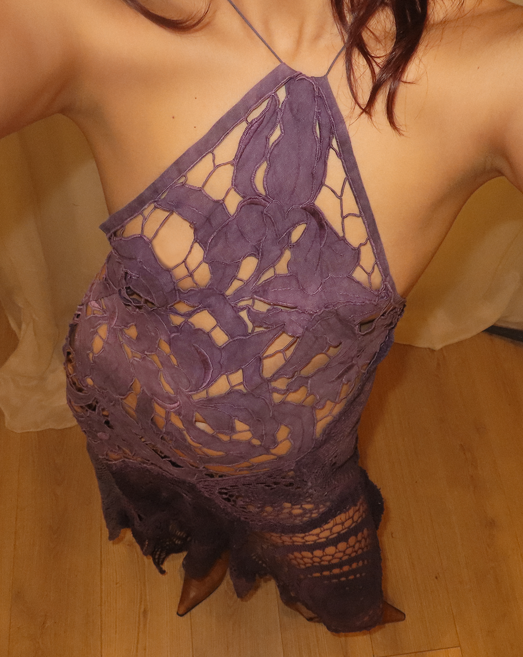 Plum Crochet Doilies Dress