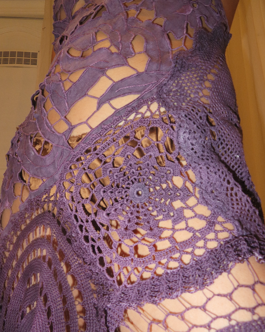 Plum Crochet Doilies Dress