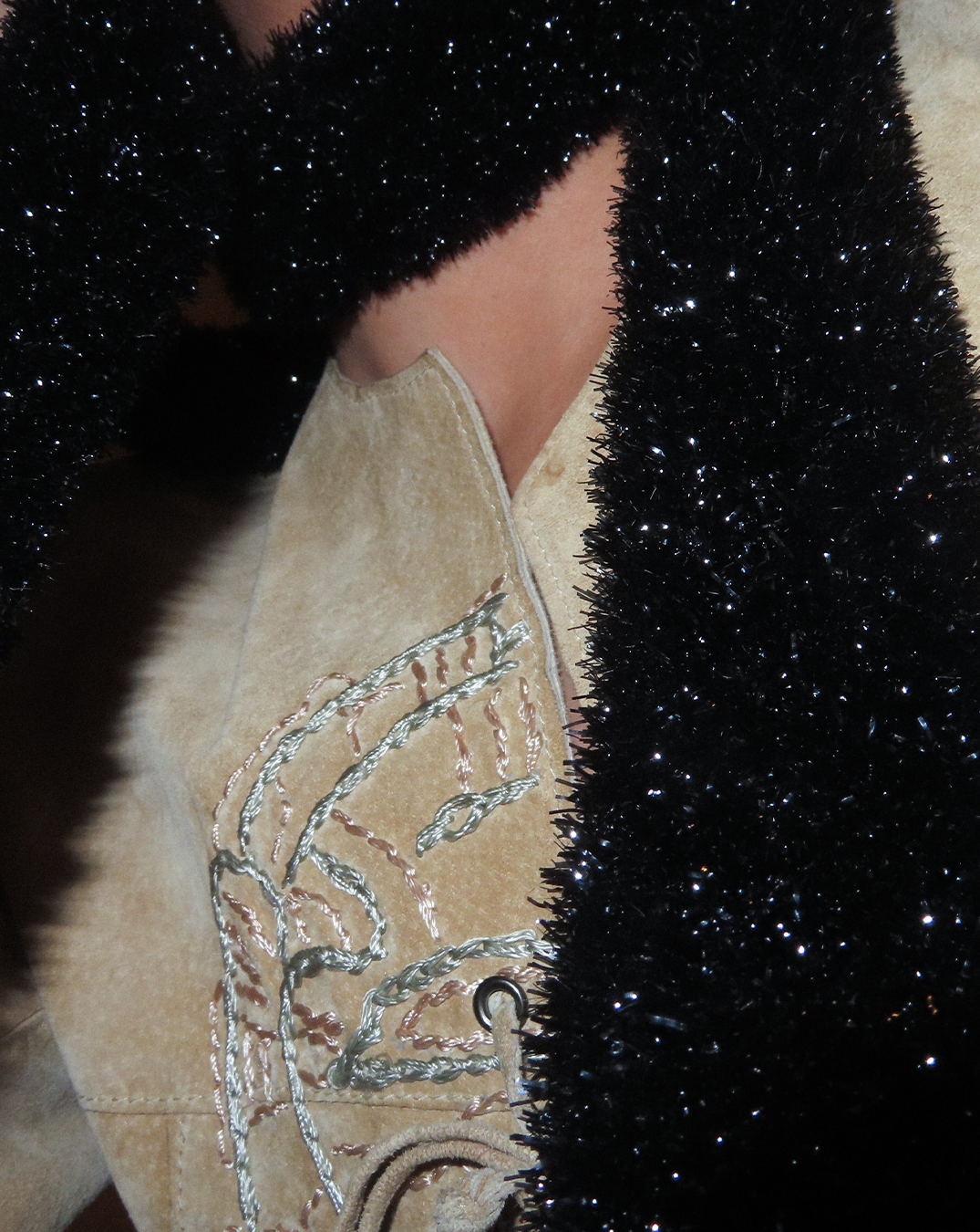 Shiny Black Skinny Scarf